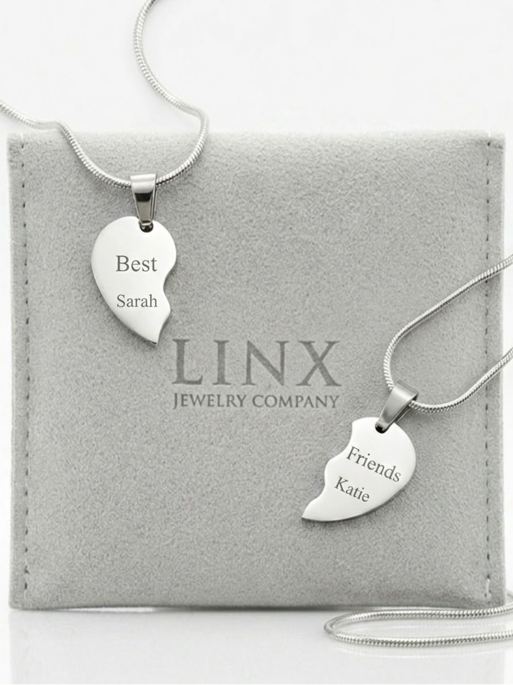 Matching Personalized Linx Best Friends Heart Halves Charms and Necklaces